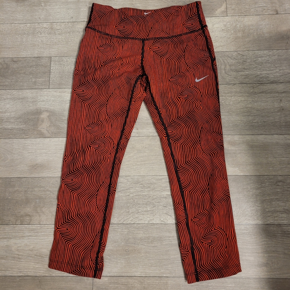 Nike dri fit size small capri workout leggings running pants orange and …